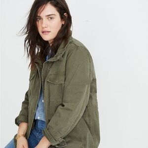 ANA Women's OD Olive Green Military Style Button Front Shirt Jacket